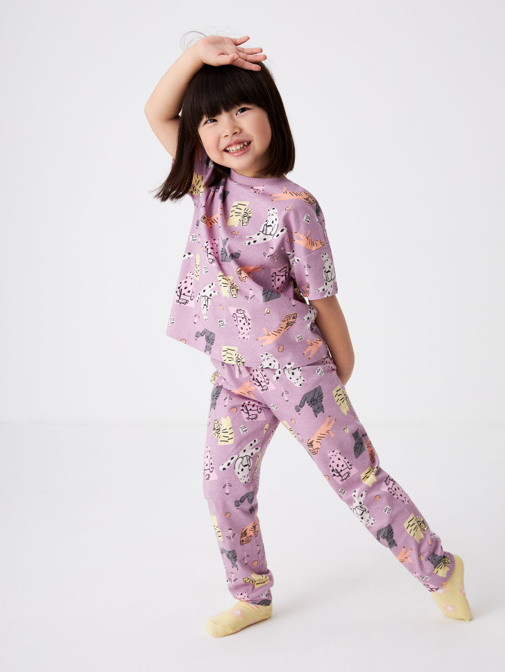 Пижама с принтом для девочек (принт, 92-98)
