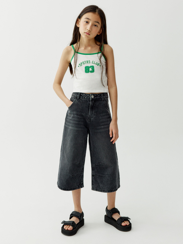 укороченный топ с принтом для девочек от бренда sela вид слева