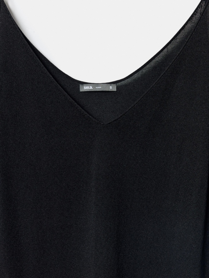 вязаный топ с содержанием шелка премиум качества из шелка спереди