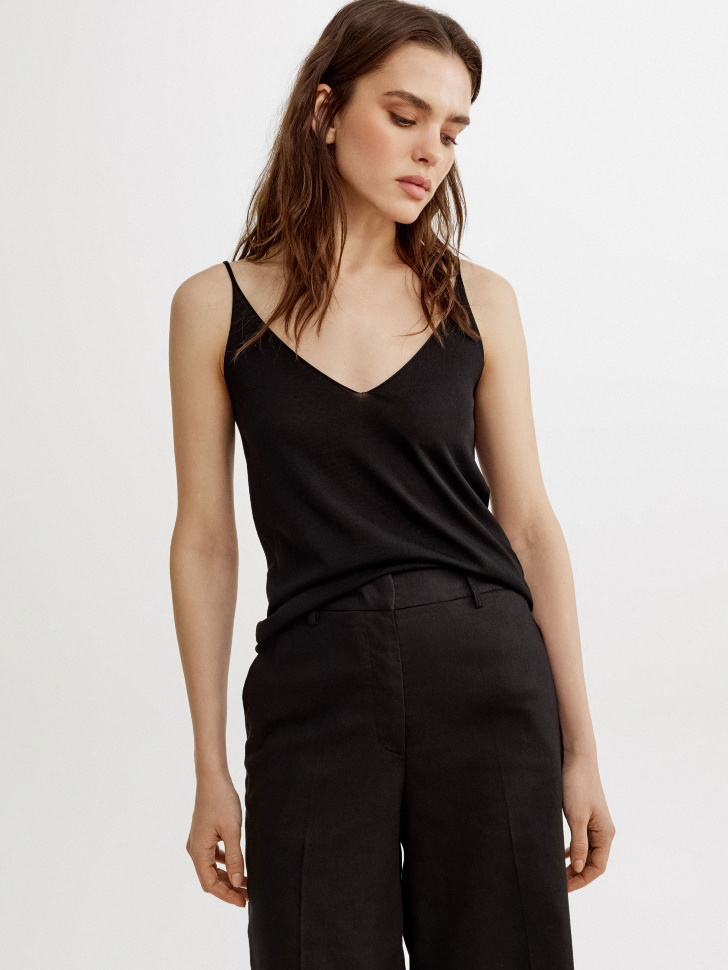 Вязаный топ Sela с шелком, черный, арт. 52735