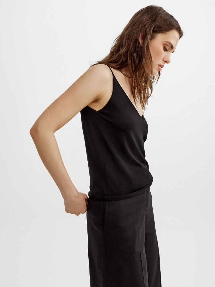 вязаный топ с содержанием шелка премиум качества из россии вид сбоку