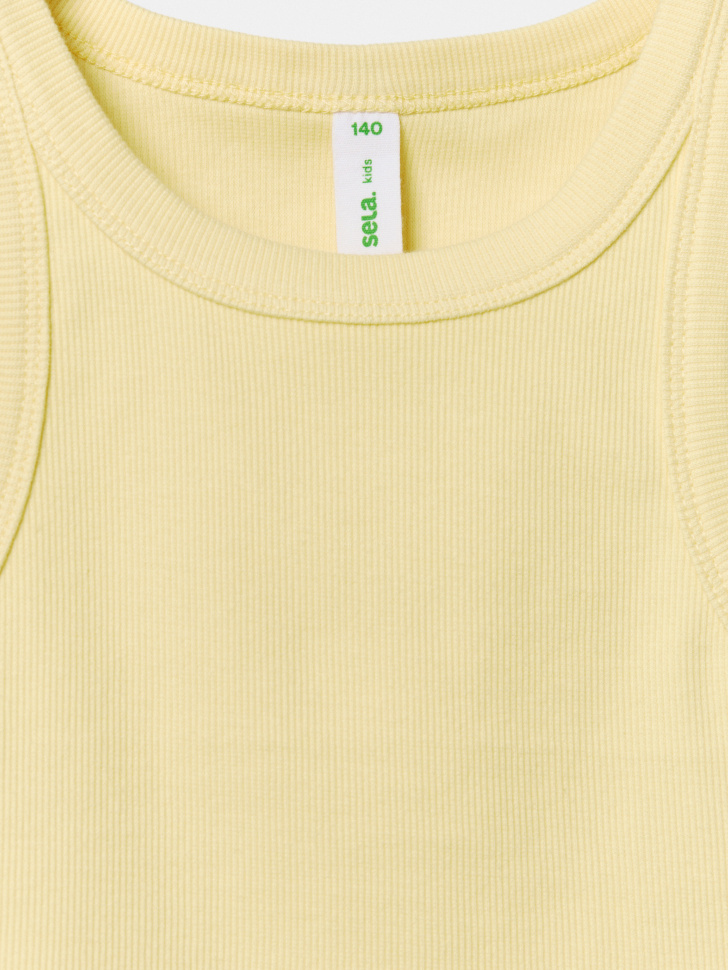 укороченный топ в рубчик для девочек из хлопка спереди