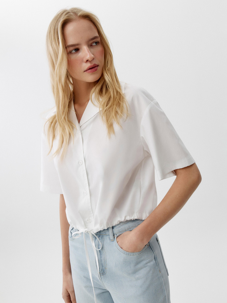 Укороченная рубашка Sela, белый, арт. 53616