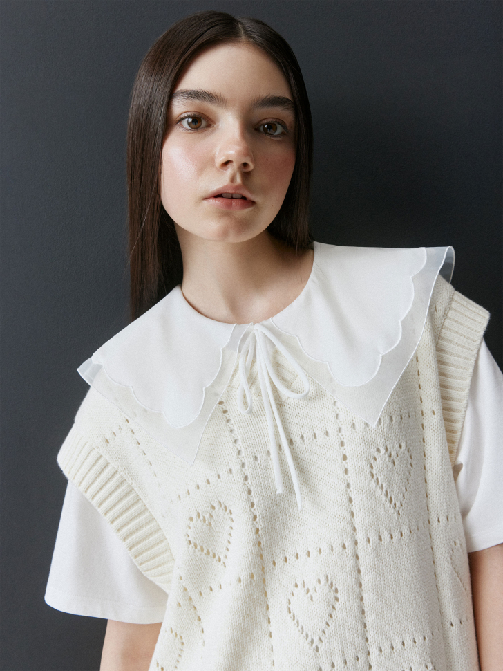 Вязаный жилет Sela оверсайз, бежевый, арт. 42427