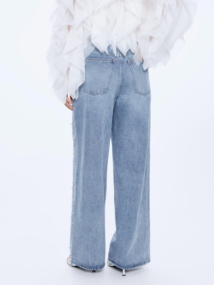 джинсы boyfriend c декором из жемчужных бусин 4610517171863 купить с доставкой