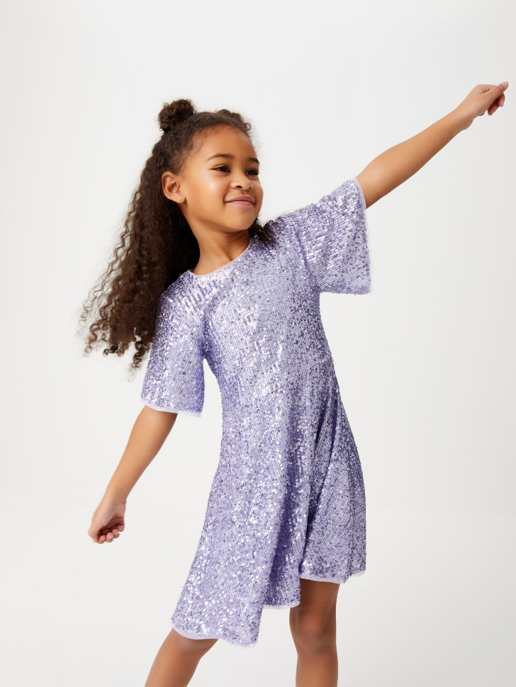 Платье с пайетками для девочек (фиолетовый, 92/ 2-3 YEARS) от Sela
