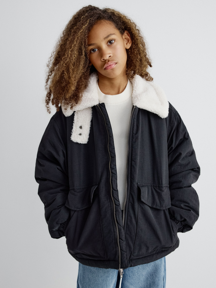 куртка с меховым воротником для девочек 4680798787107 фотография