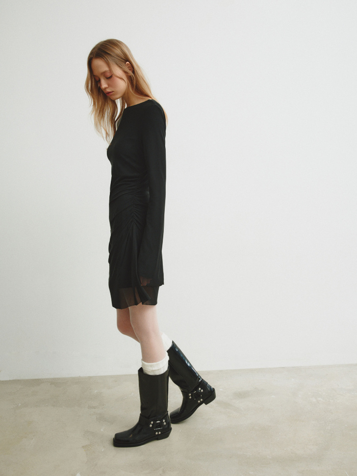 многослойное платье из сетки и трикотажа из линейки  young из трикотажа спереди