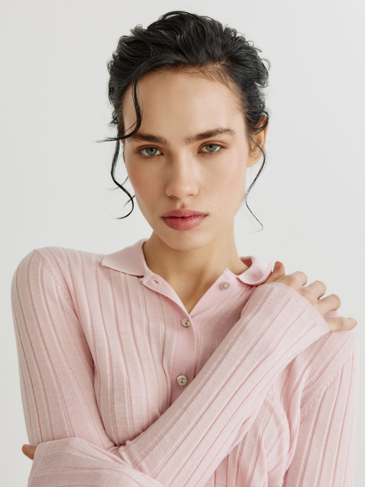 Вязаный кардиган Sela из шерсти, розовый, арт. 40757