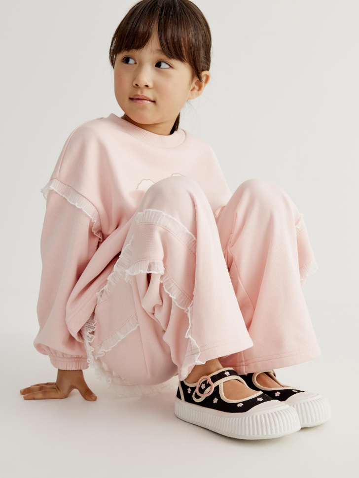 Балетки SELA в спортивном стиле с вышивкой для девочек, разноцветный, арт. 43412