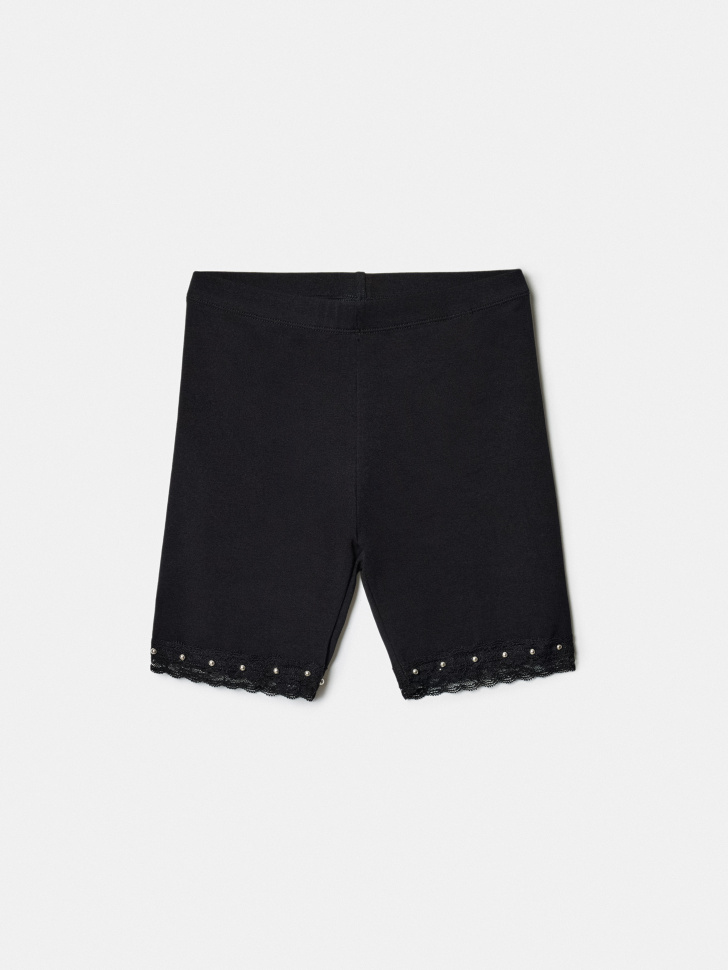 Велосипедки Sela с кружевом для девочек, черный, арт. 42204