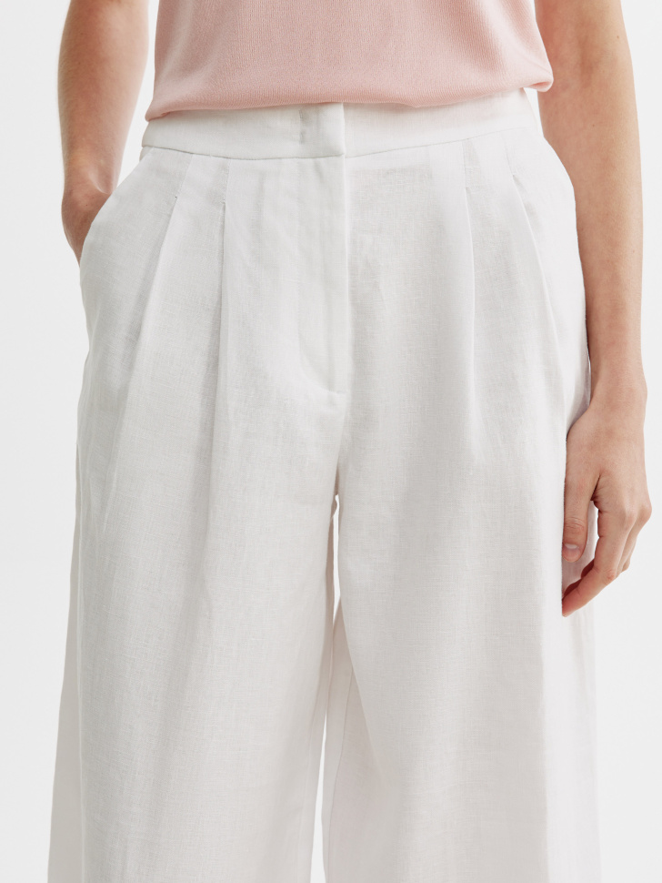 широкие брюки из льна премиум качества из россии вид сбоку