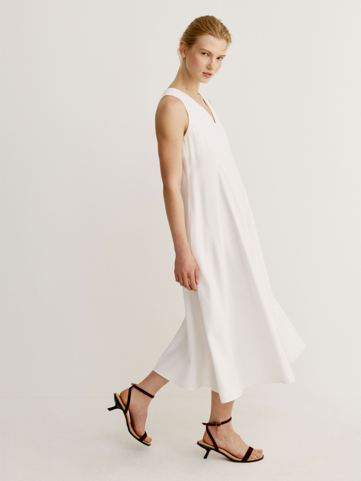 платье миди из смесовой вискозы со льном от бренда sela вид слева