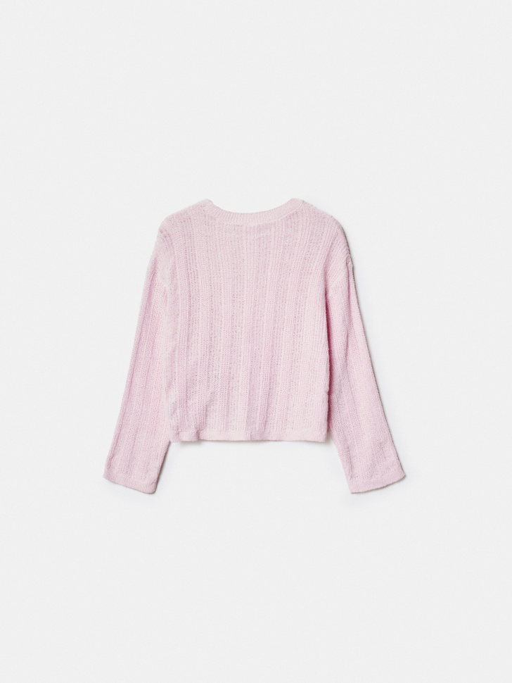 вязаный джемпер с утяжкой для девочек из россии вид сбоку