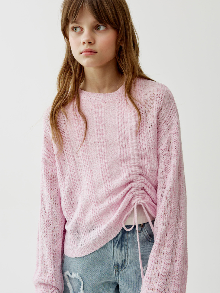 вязаный джемпер с утяжкой для девочек 4610517912459 фотография