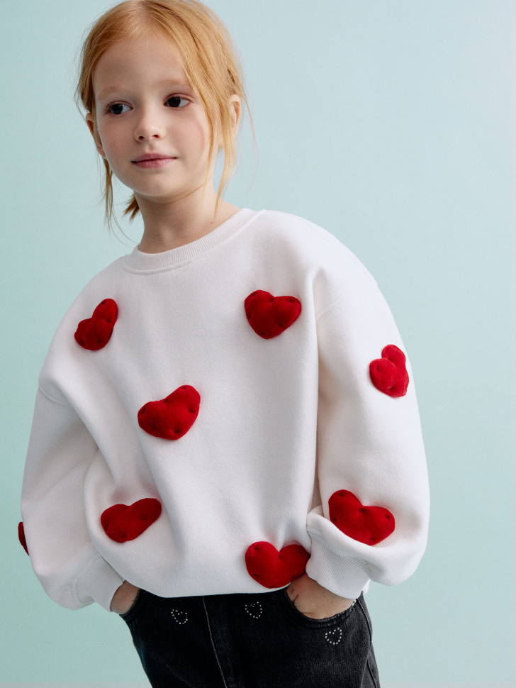 

Свитшот с объемной аппликацией для девочек, SL5811040401