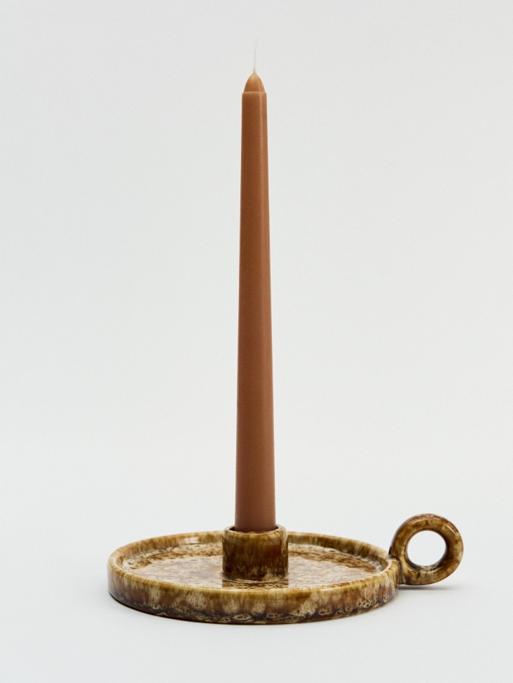 Подсвечник из фарфора, коричневый, арт. a0001