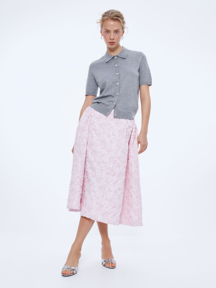 вязаный джемпер-поло с пуговицами из страз 4610517235046 по акции