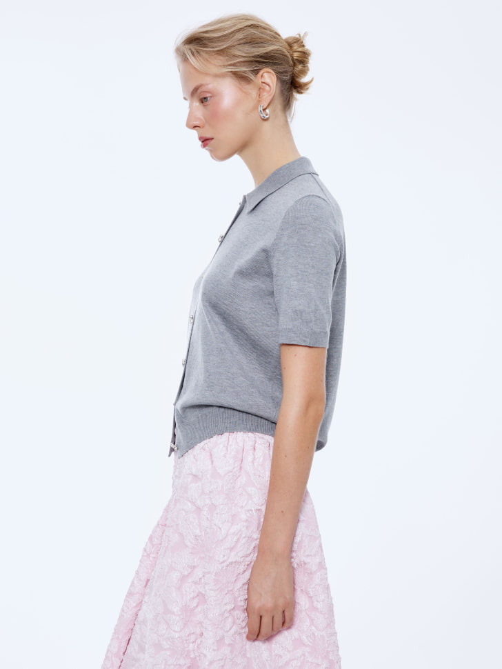 вязаный джемпер-поло с пуговицами из страз 4610517235046 с промокодом