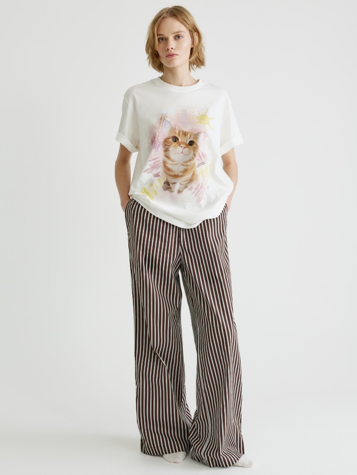 домашние брюки из хлопка в полоску 4610517399809 фотография