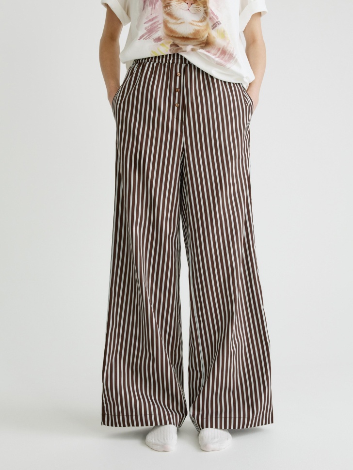 домашние брюки из хлопка в полоску 4610517399809 по акции