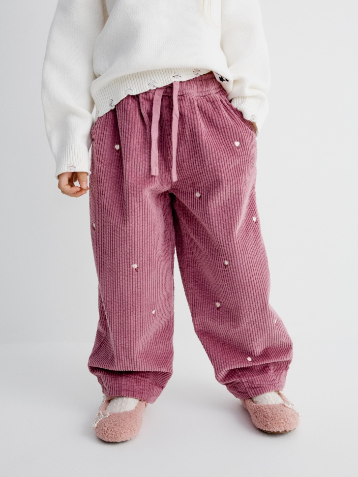 вельветовые брюки с вышивкой для девочек 4610517097323 по акции