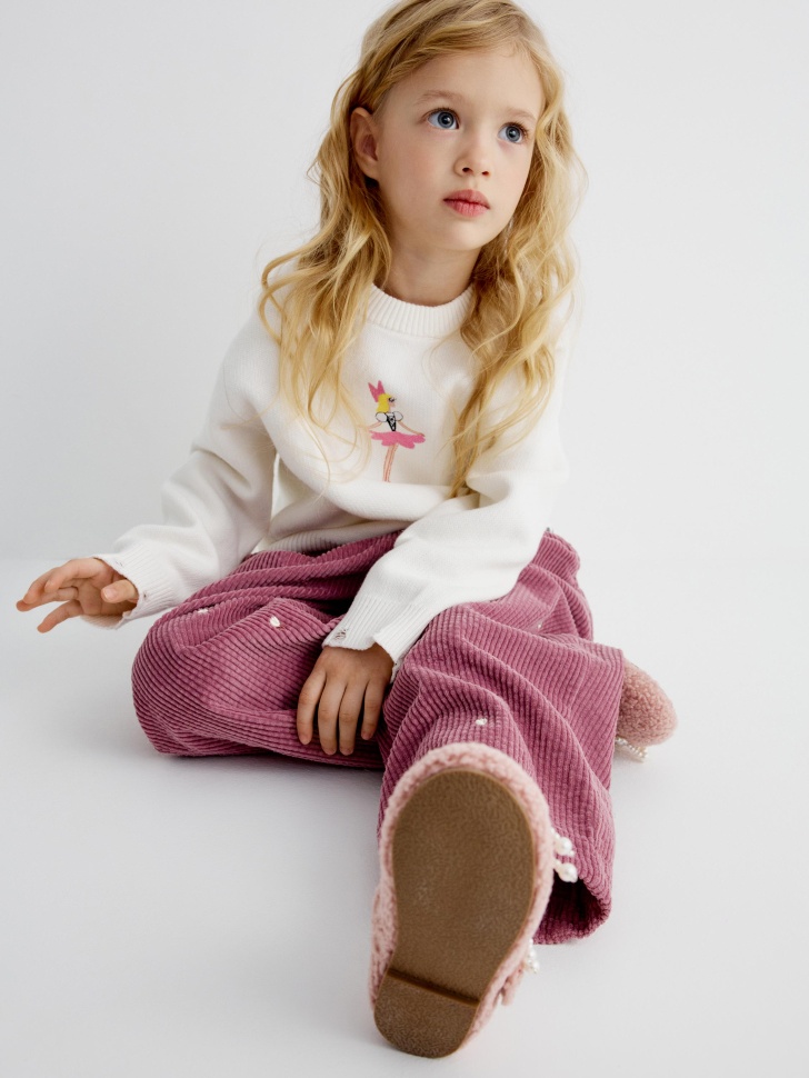 вельветовые брюки с вышивкой для девочек 4610517097323 в интернет магазине