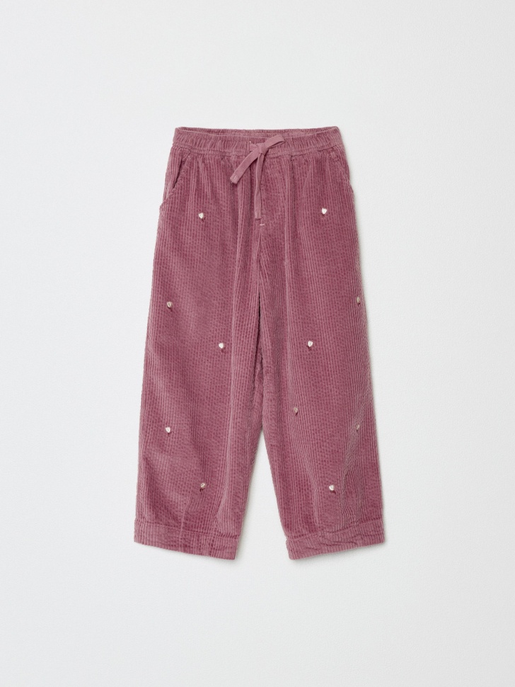 вельветовые брюки с вышивкой для девочек 4610517097323 с промокодом