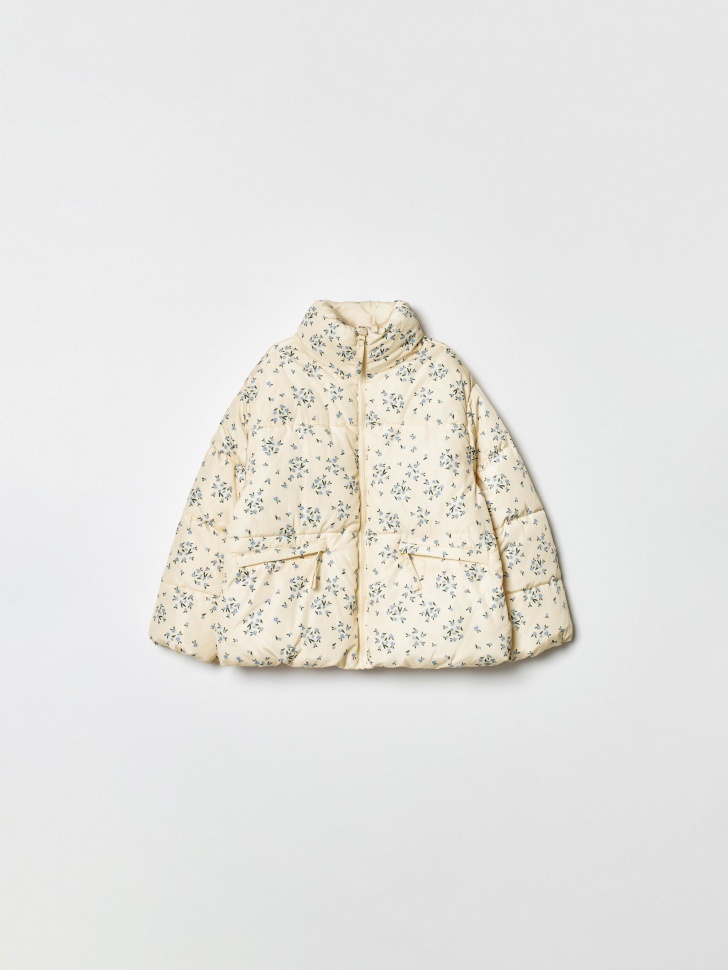 Дутая куртка Sela для девочек с цветочным принтом, разноцветный, арт. 35772