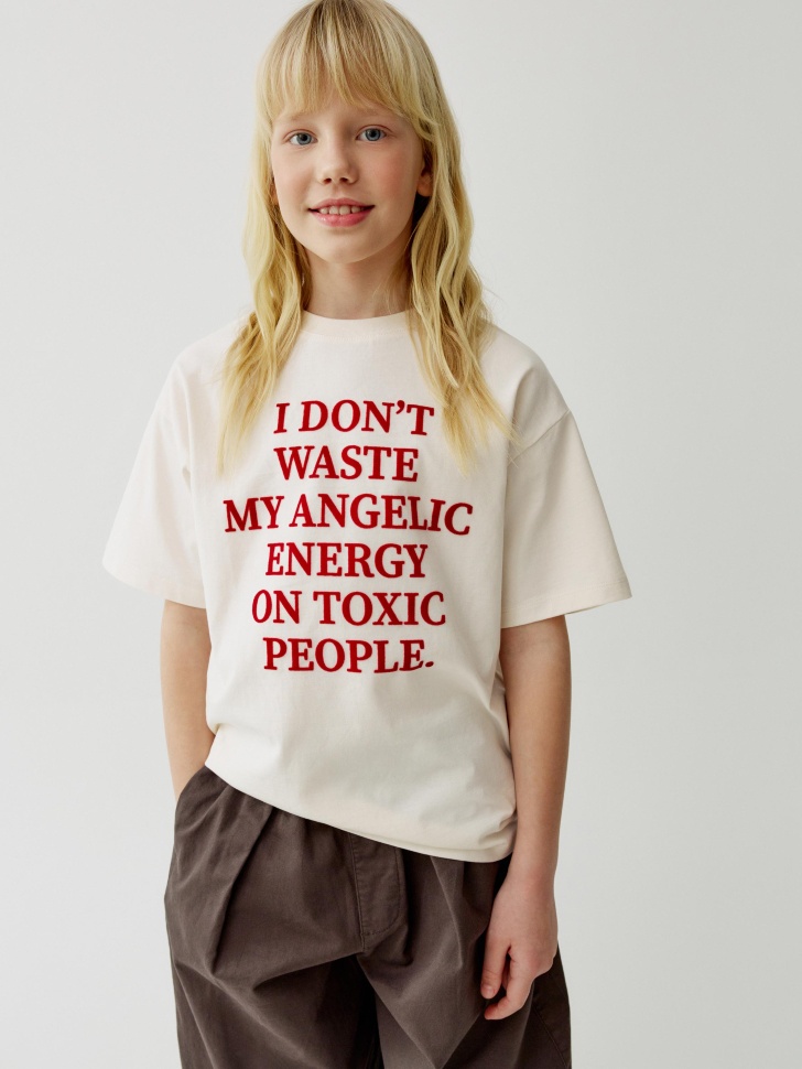 футболка оверсайз с принтом для девочек 4610517686701 фотография