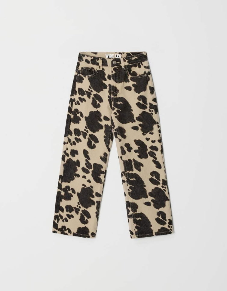 

Джинсы Wide leg с анималистичным принтом для девочек, 5804051431