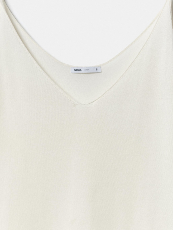 вязаный топ с содержанием шелка премиум качества из шелка спереди