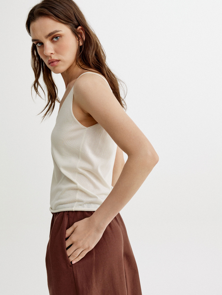 вязаный топ с содержанием шелка премиум качества из россии вид сбоку