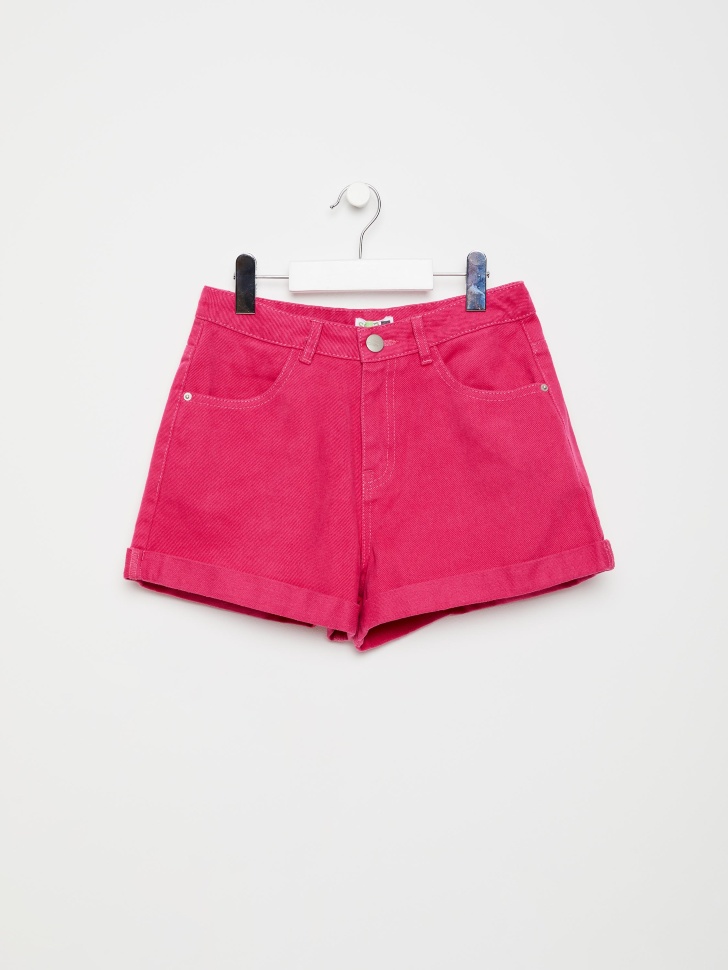 Джинсовые шорты с отворотами для девочек (розовый, 146/ 11-12 YEARS)