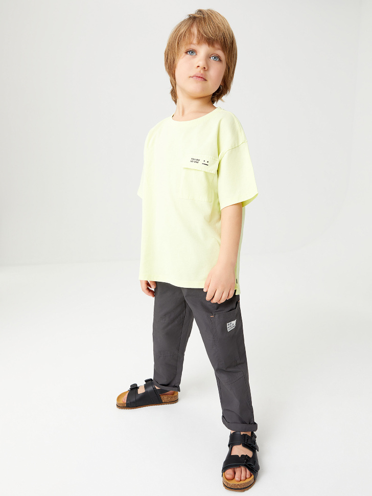 

Хлопковые брюки на резинке для мальчиков, Серый