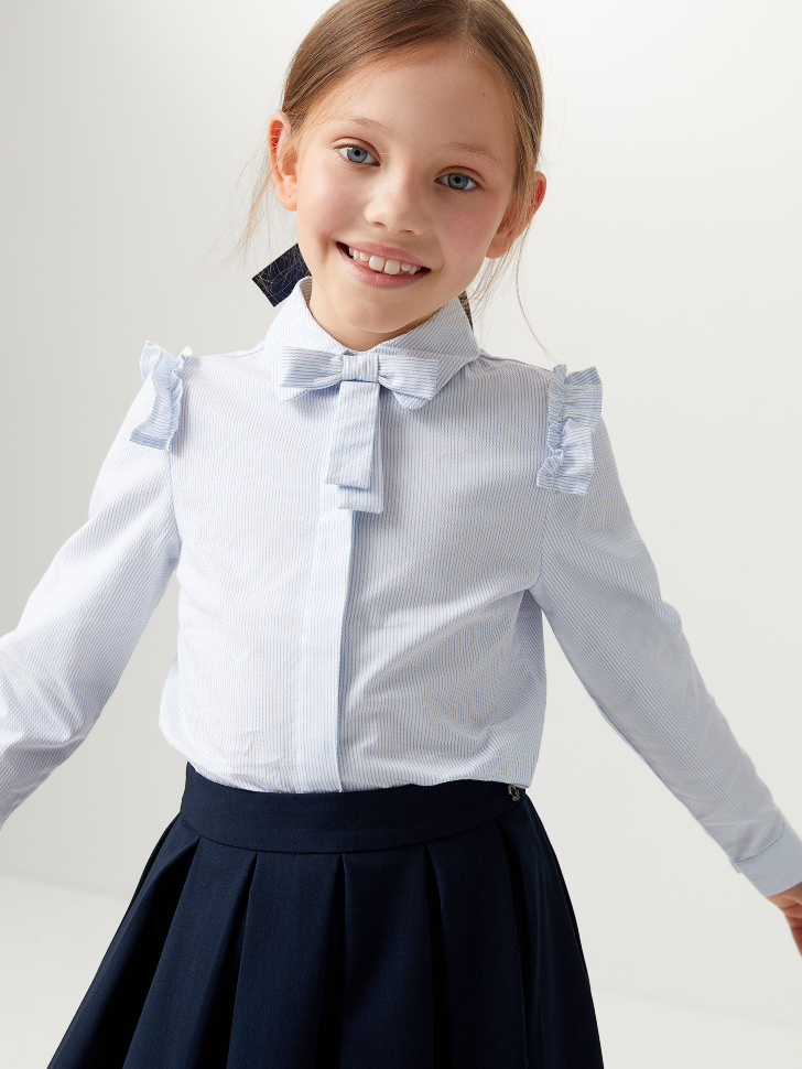 Блузка в полоску с бантиком для девочек (голубой, 164/ 14-15 YEARS) от Sela