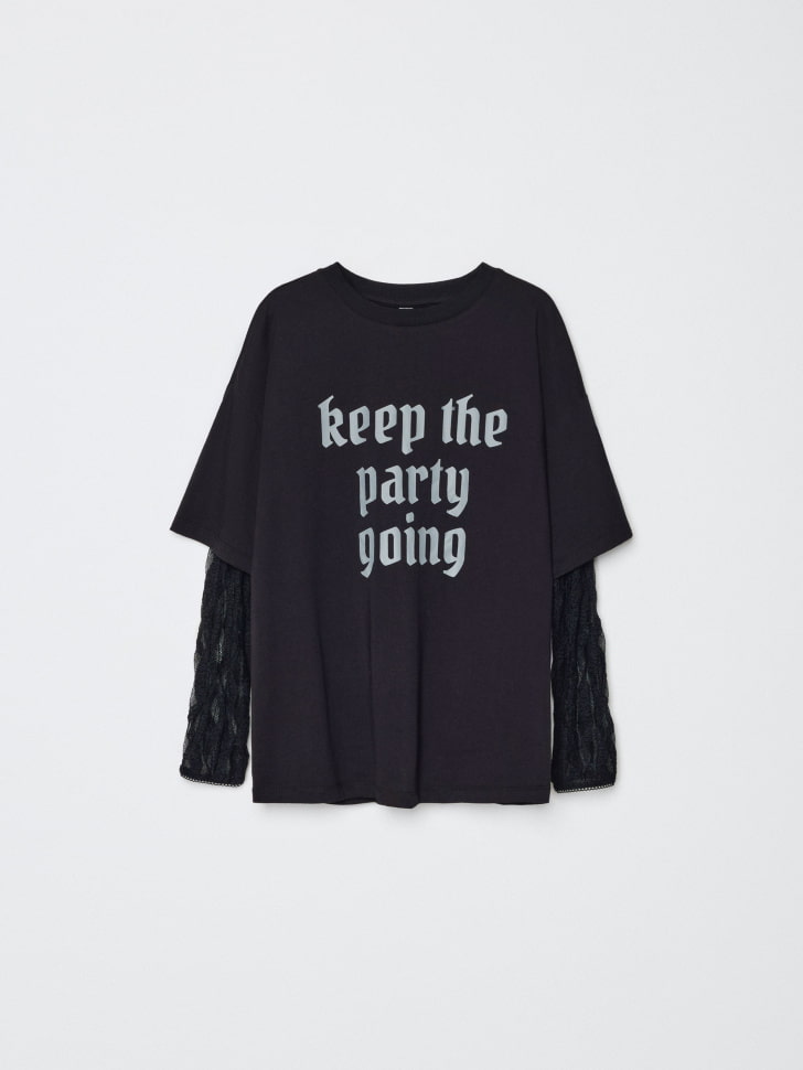 

Лонгслив оверсайз с кружевными рукавами для девочек, SL5811050213