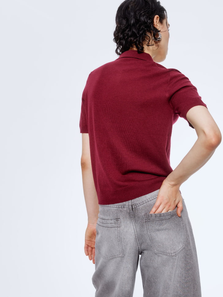 вязаный джемпер-поло с пуговицами из страз 4610517235053 с промокодом