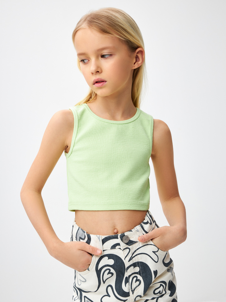 Укороченный топ для девочек (зеленый, 122)