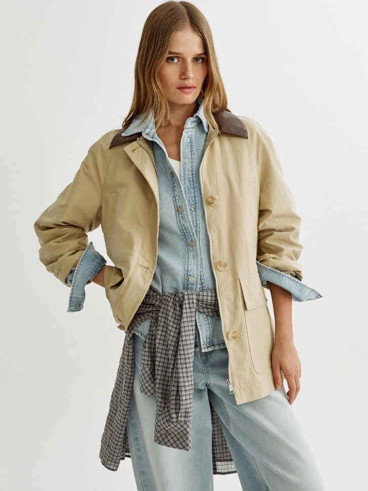 куртка с контрастным воротником из экокожи 4610517807991 фотография