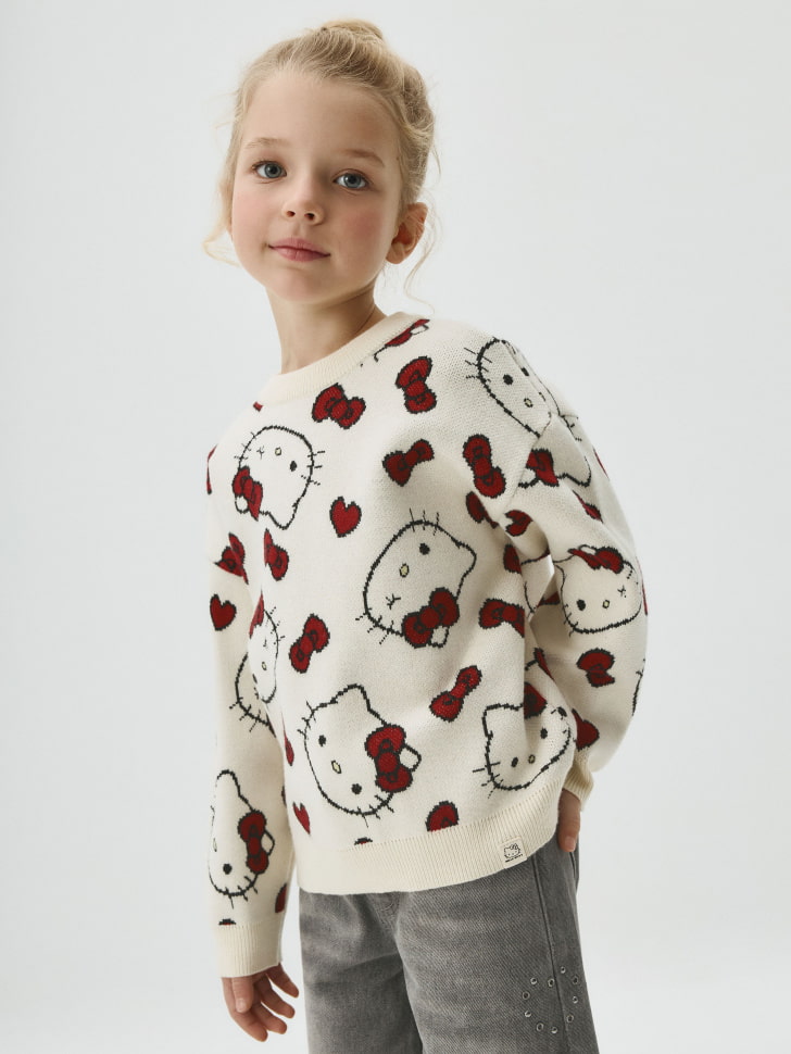 Вязаный джемпер с принтом Hello Kitty для девочек
