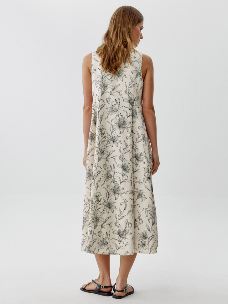 платье миди из смесовой вискозы со льном от бренда sela вид слева