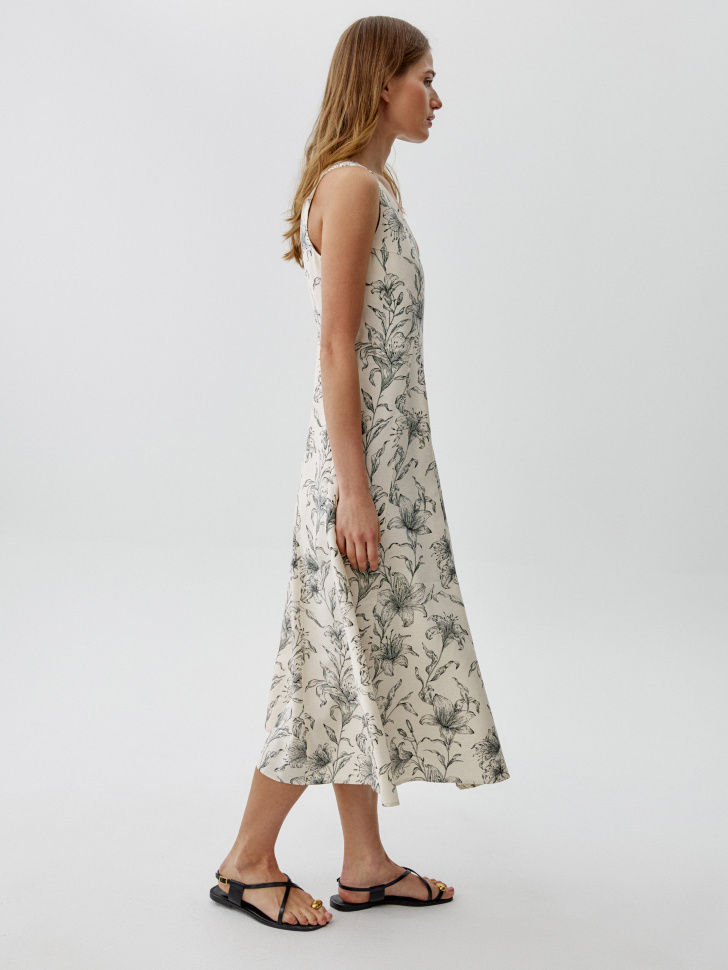 платье миди из смесовой вискозы со льном по цене 4599 руб вид справа