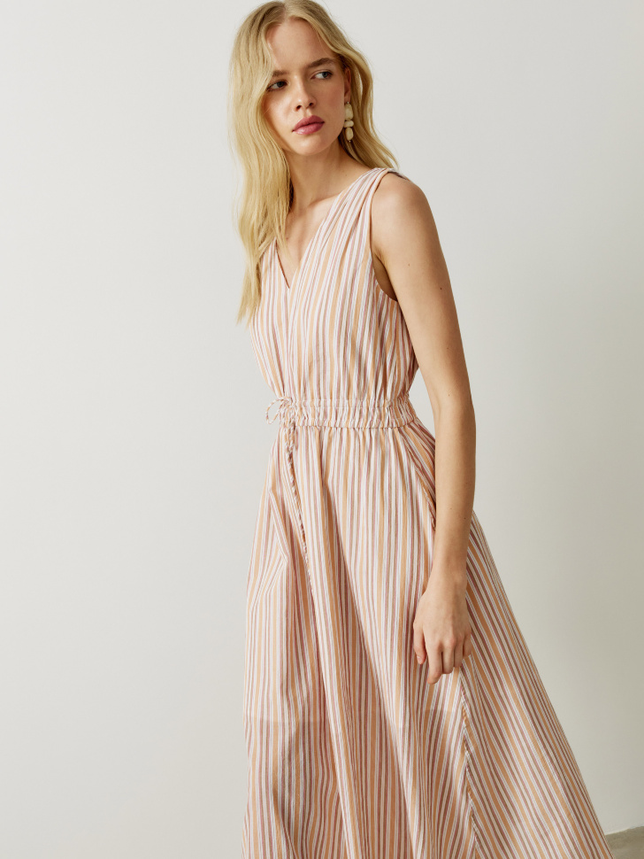 Хлопковое платье Sela со сборкой на талии, разноцветный, арт. 52346