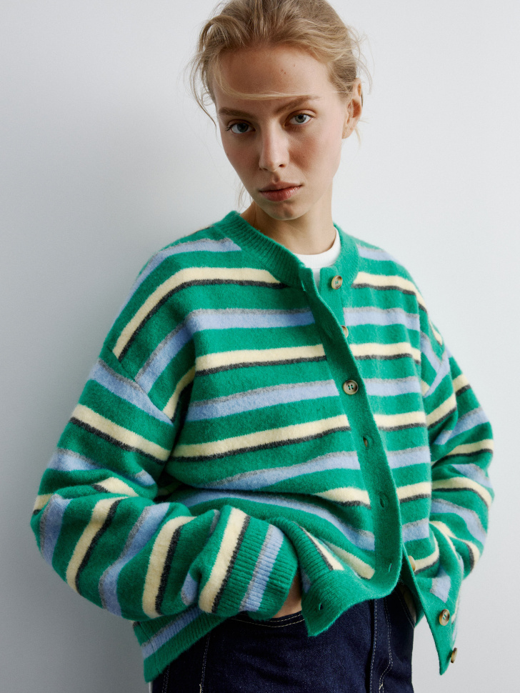 

Кардиган в полоску с содержанием шерсти, SL5811010626