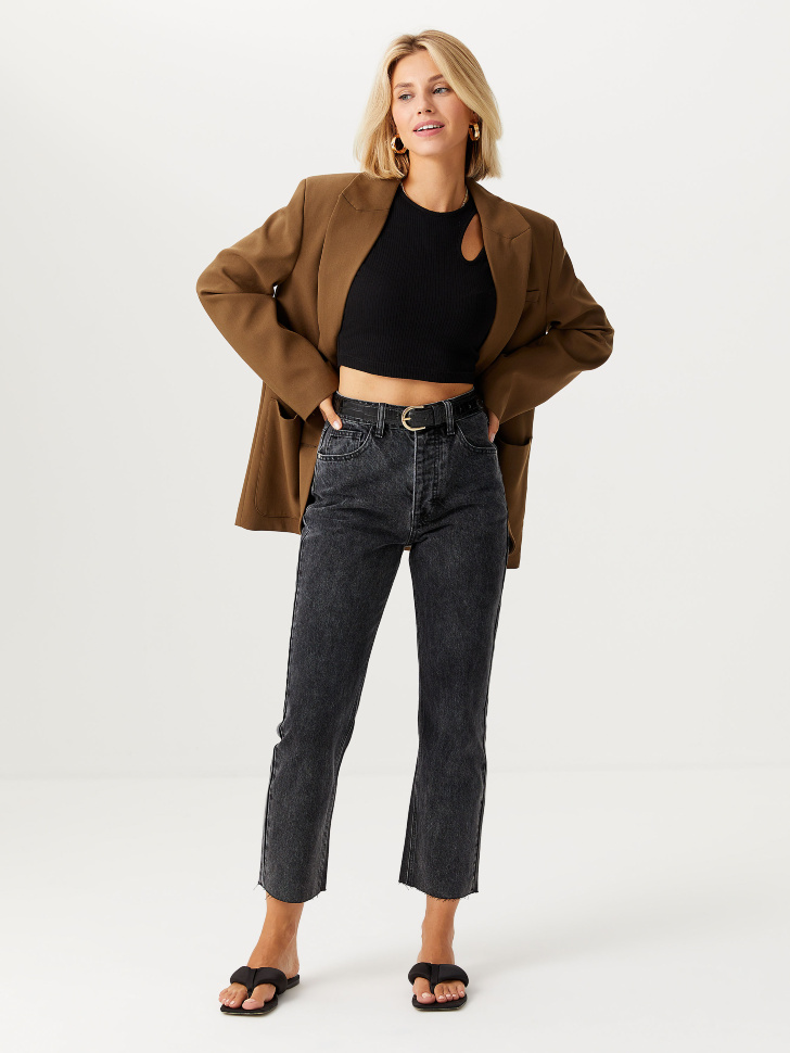 

Прямые джинсы mom fit, Серый