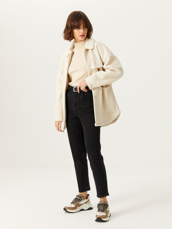 

Джинсы mom fit с кокеткой, Черный