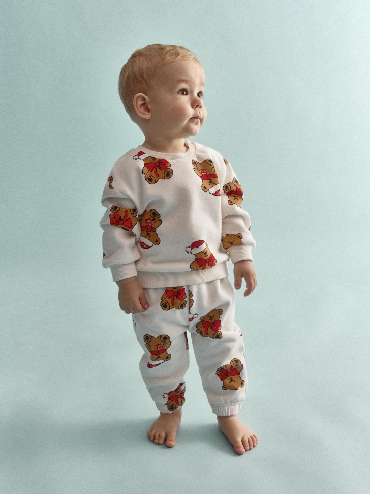 Джоггеры из футера с начесом для малышей, разноцветный, арт. 15226