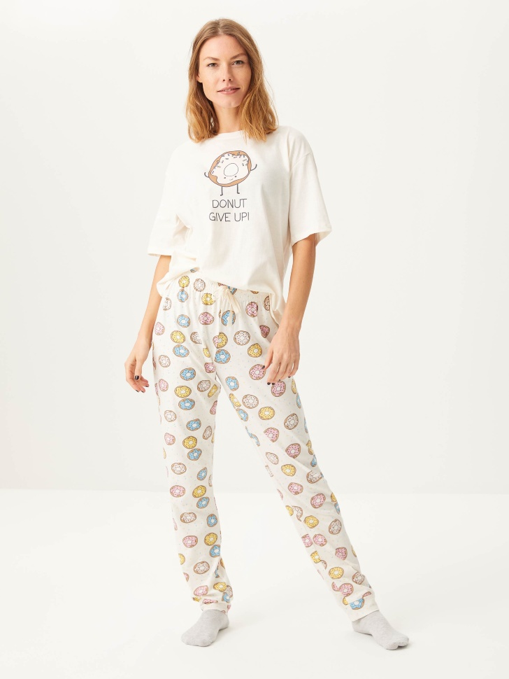 Пижама с принтом (бежевый, XL) от Sela