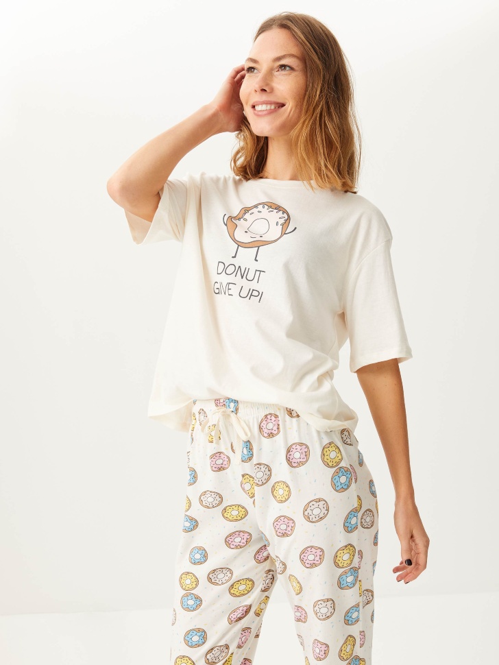 Пижама с принтом (бежевый, XL) от Sela